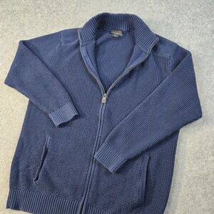 Pendleton Sweatshirt Mens Large Blue Knit Full Zip Heavyweight Cotton Outdoor